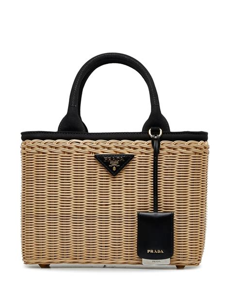 prada rattan tote bag|pre owned prada bag.